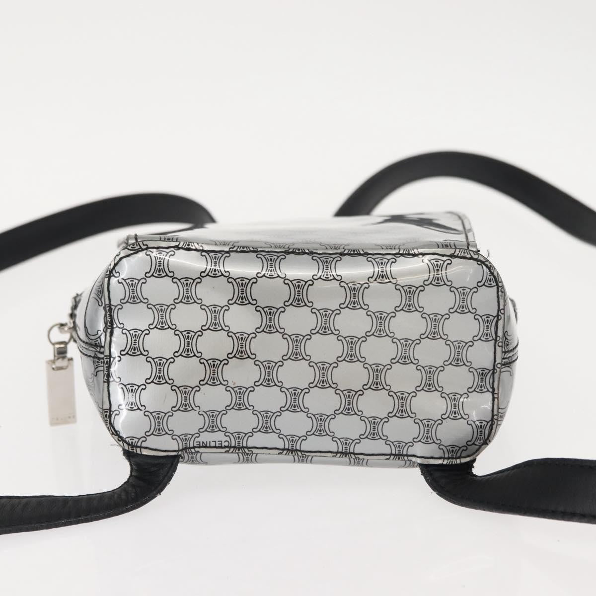 Celine Vintage Macadam Backpack Canvas And Leather Silver Pvc Backpack Bag (Pre-Owned)