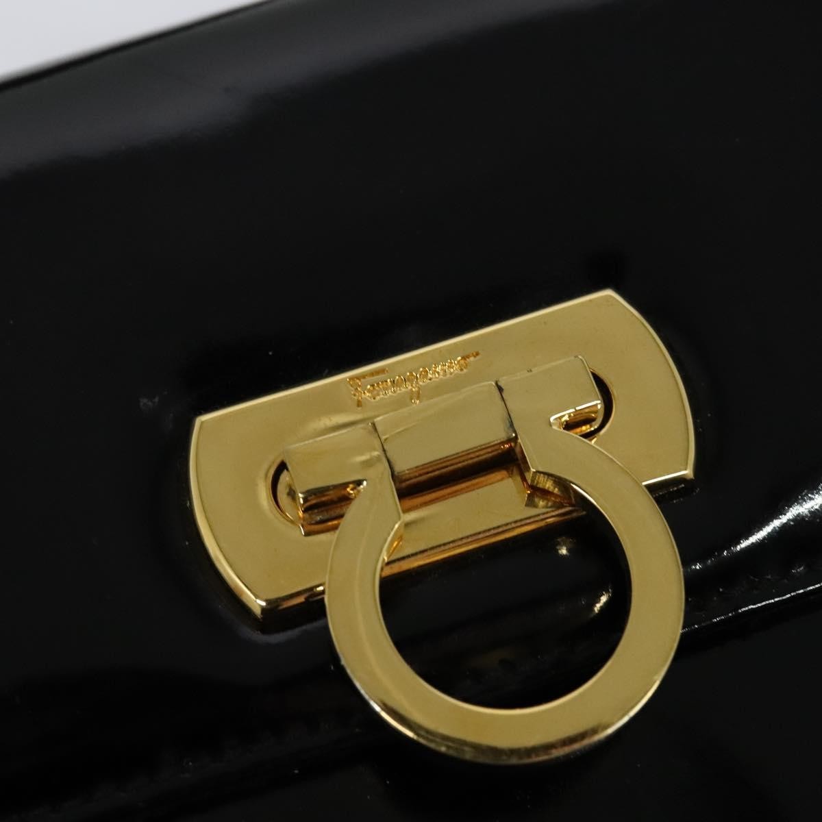 Salvatore Ferragamo Gancini Shoulder Bag Patent Leather Black Patent_Leather Shoulder Bag Bag (Pre-Owned)