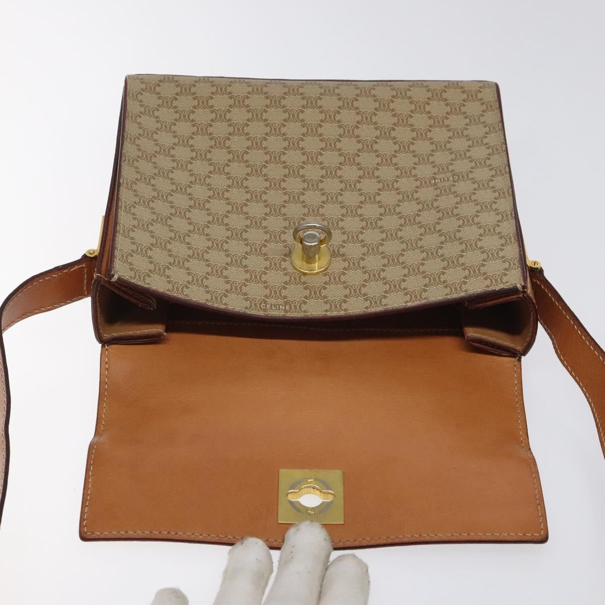 Celine Vintage Macadam Shoulder Bag Canvas And Leather Beige Canvas Shoulder Bag Bag (Pre-Owned)