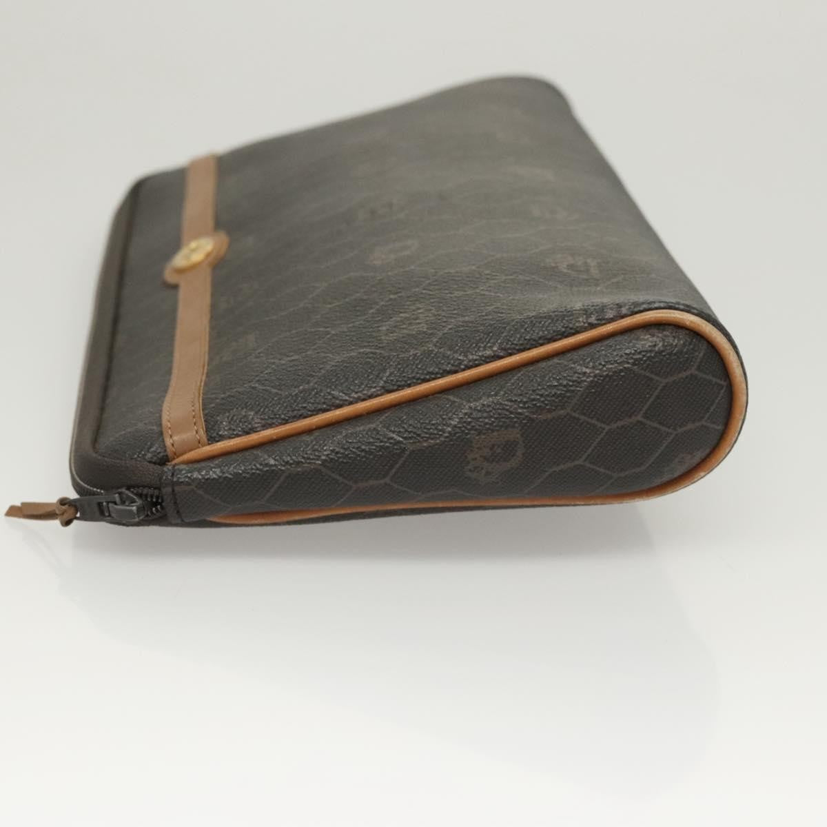 Christian Dior Vintage Honeycomb Zip Pouch Canvas And Leather Black Canvas Clutche & Pouche Bag (Pre-Owned)