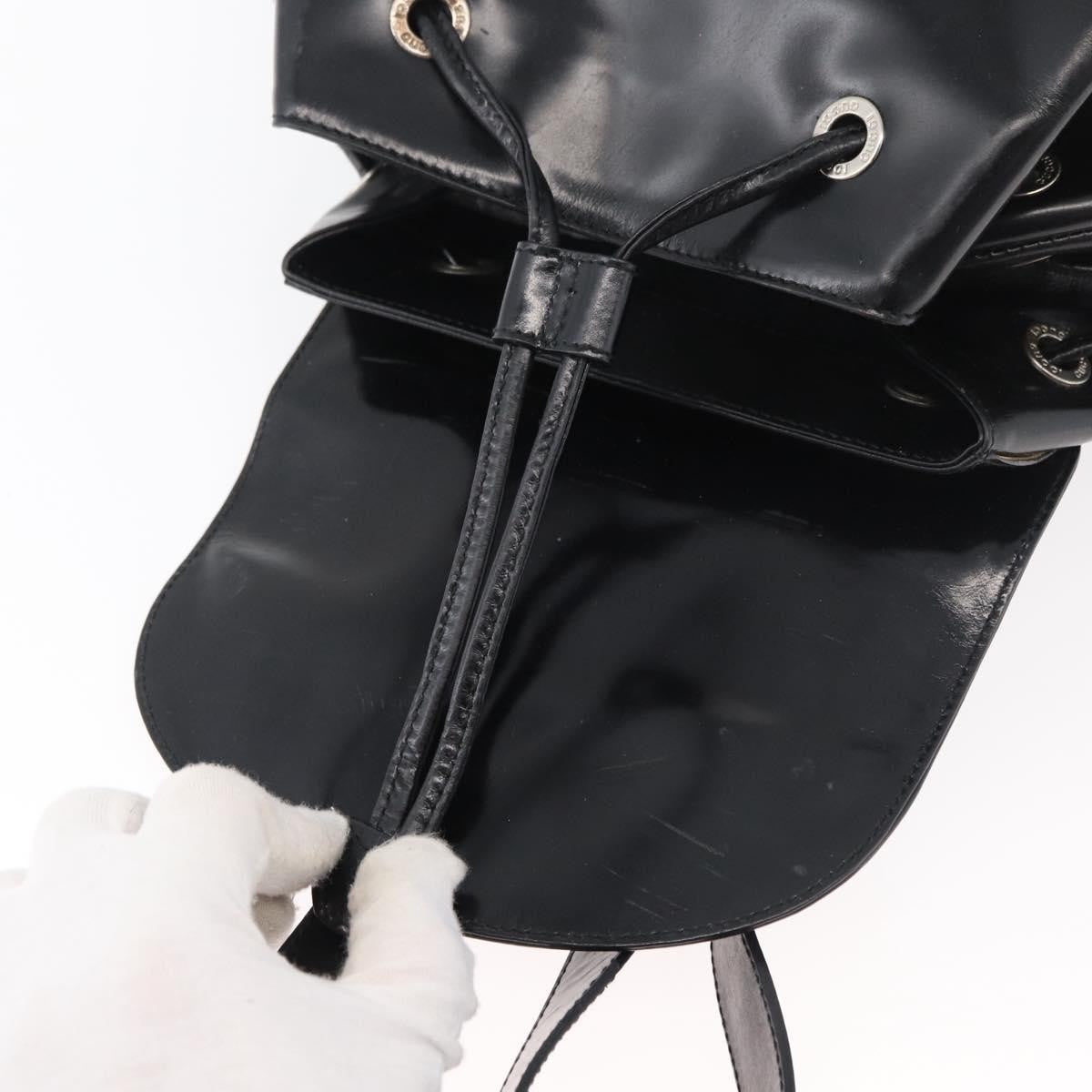 Gucci Vintage Bamboo Backpack Patent Leather Black Patent_Leather Backpack Bag (Pre-Owned)