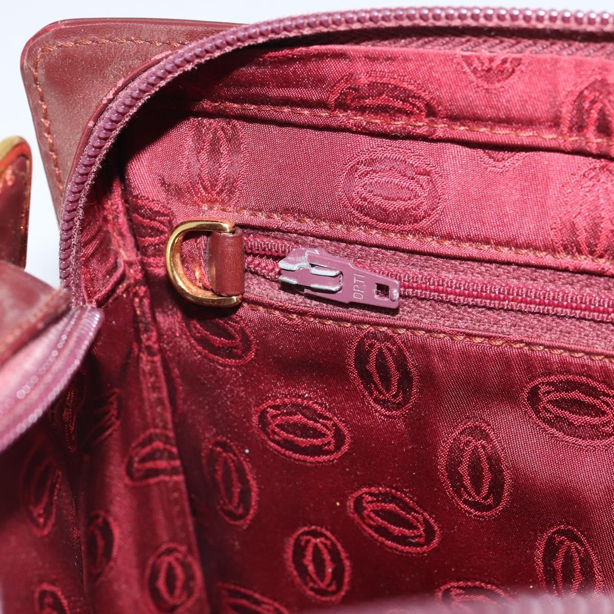 Cartier Must De Cartier Clutch Bag Leather Burgundy Leather Clutche & Pouche Bag (Pre-Owned)