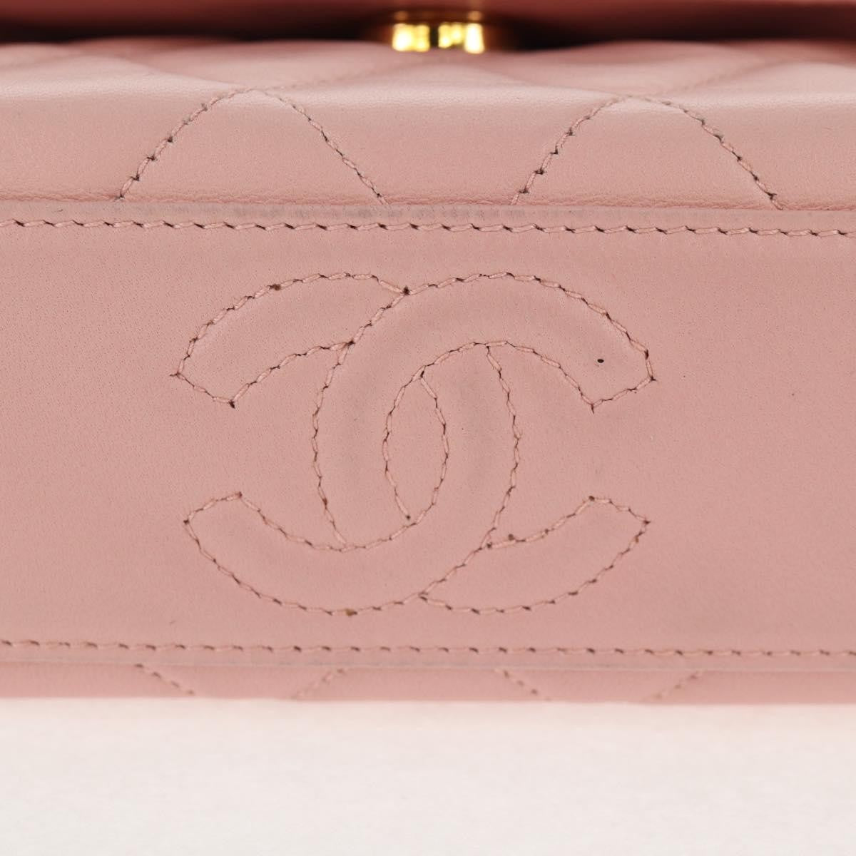 Chanel Vintage Camellia Flap Bag Quilted Lambskin Pink Leather Bag (Pre-Owned)