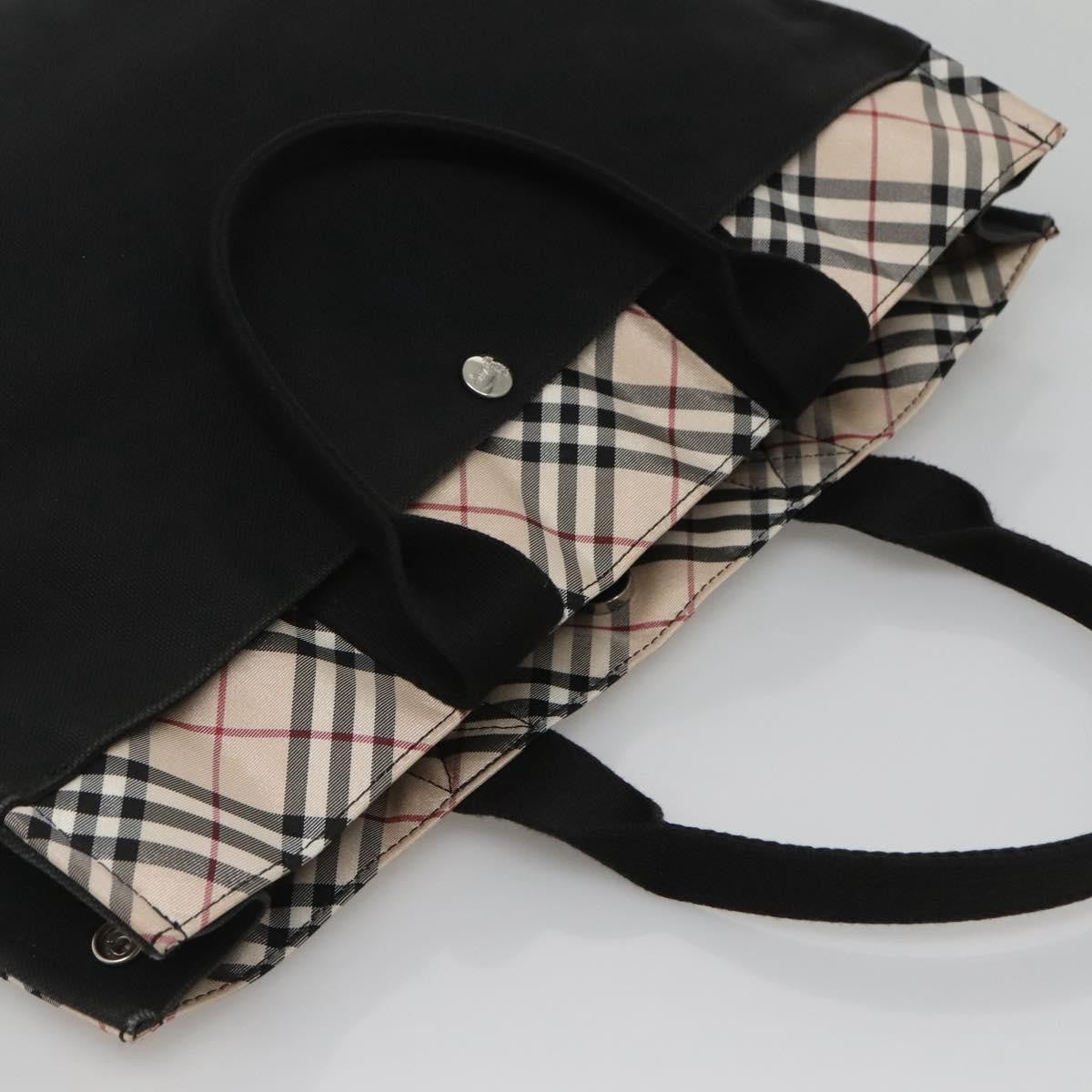 Burberry Nova Check Tote Canvas Check Pattern Black Canvas Tote Bag Bag (Pre-Owned)