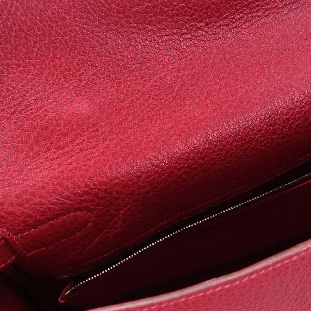 Hermes Kelly Handbag Red Clemence With Gold Hardware Red Leather Handbag (Pre-Owned)