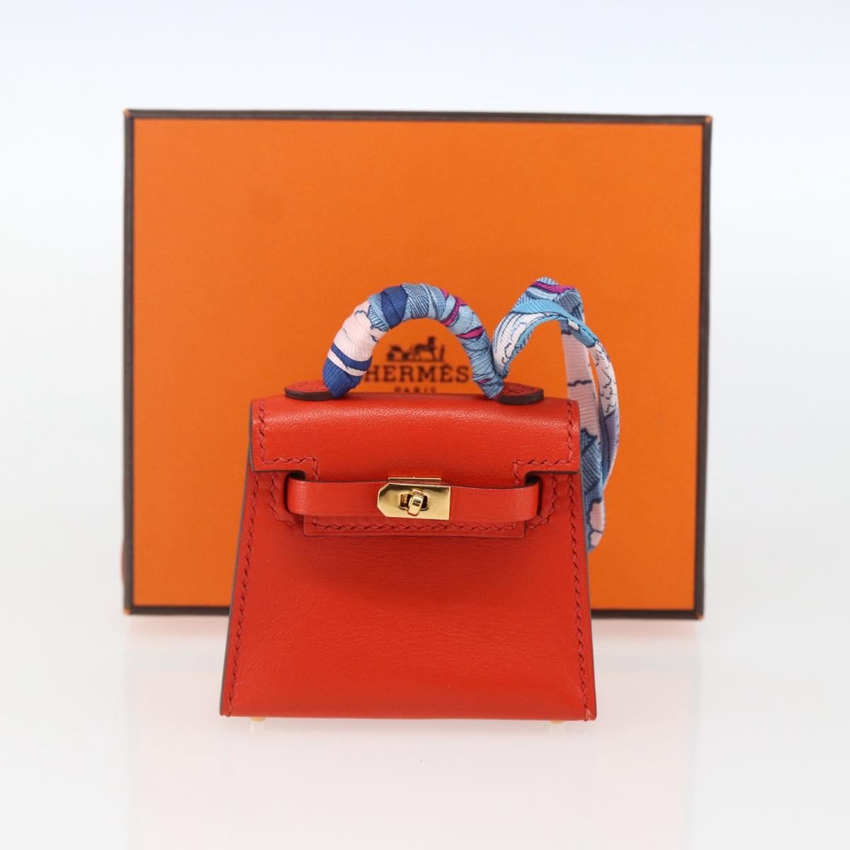Hermes Kelly Twilly Bag Charm Leather Orange Leather Charms And Keychains Accessory (Pre-Owned)