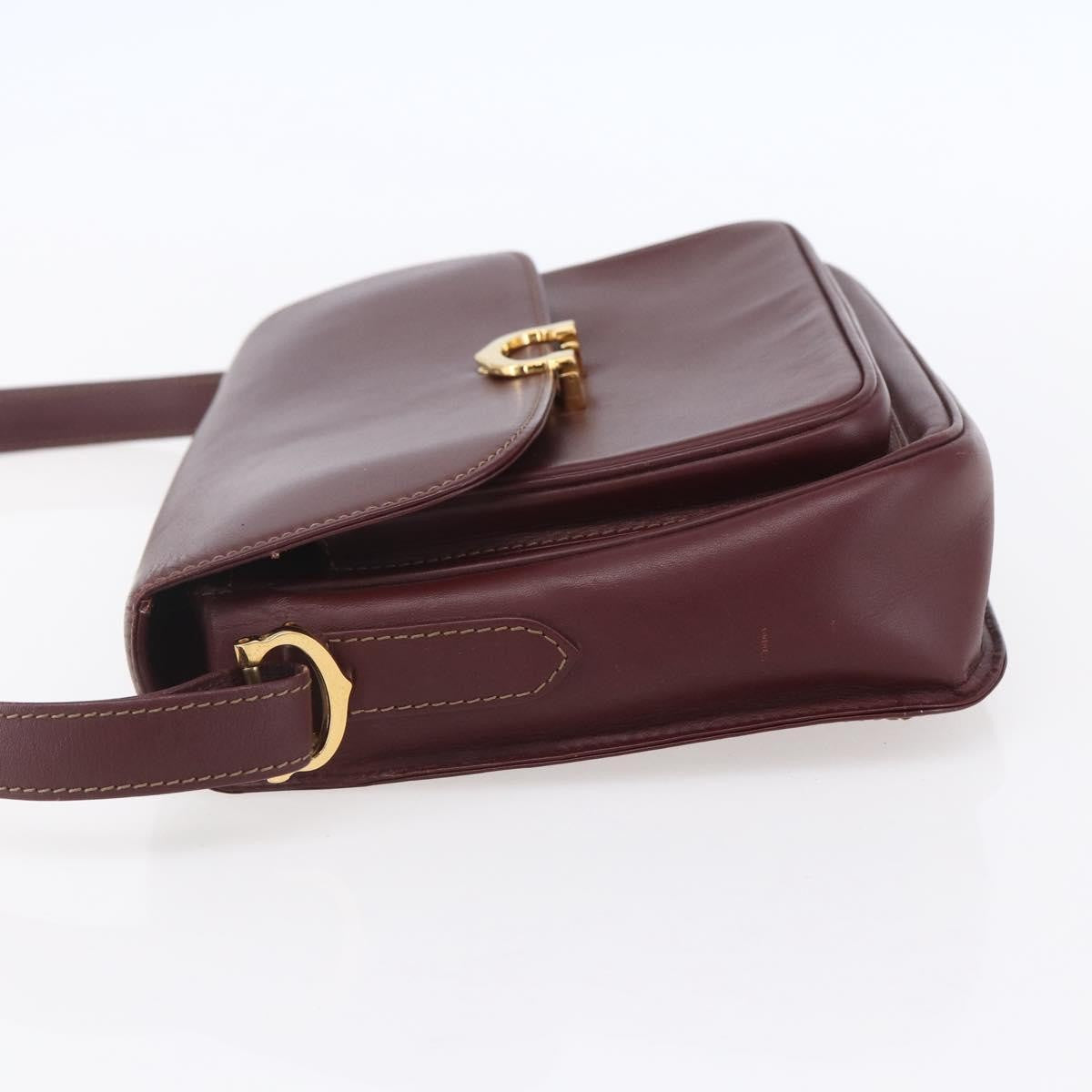 Cartier Must De Cartier Shoulder Bag Leather Burgundy Leather Shoulder Bag Bag (Pre-Owned)
