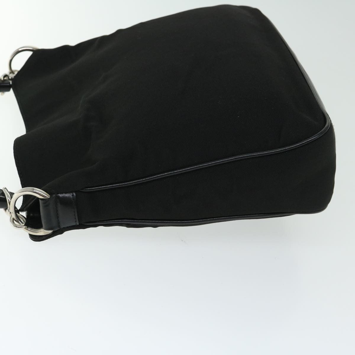 Gucci Vintage Bamboo Handle Bag Nylon Black Nylon Handbag (Pre-Owned)