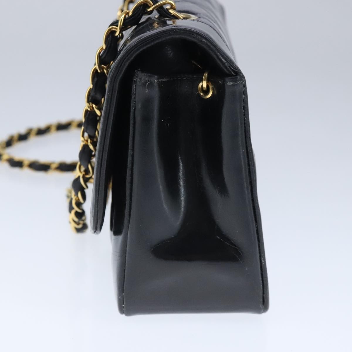 Chanel Vintage So Black Diana Flap Bag Quilted Patent Black Patent_Leather Shoulder Bag Bag (Pre-Owned)