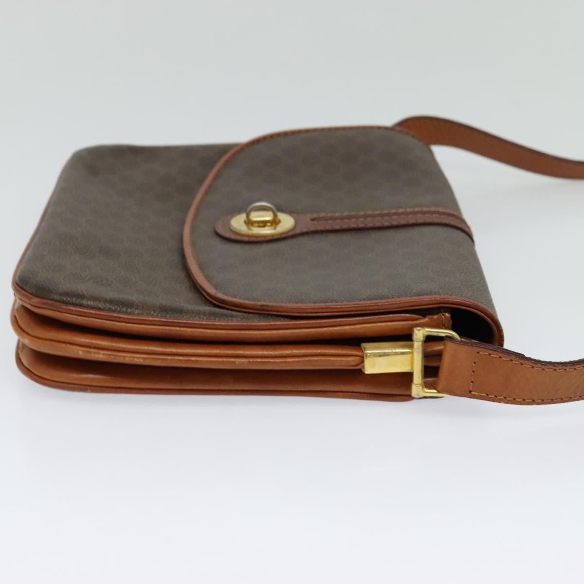 Celine Vintage Macadam Shoulder Bag Canvas And Leather Brown Canvas Shoulder Bag Bag (Pre-Owned)