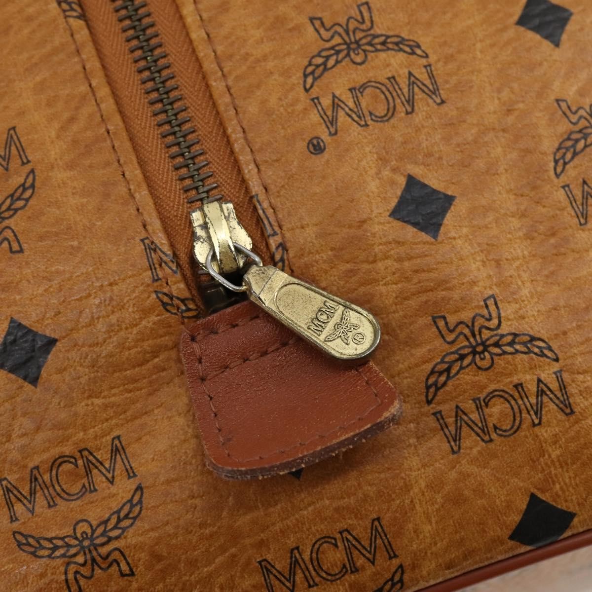 MCM Visetos Logogramme Handbag Canvas And Leather Brown Canvas Handbag (Pre-Owned)