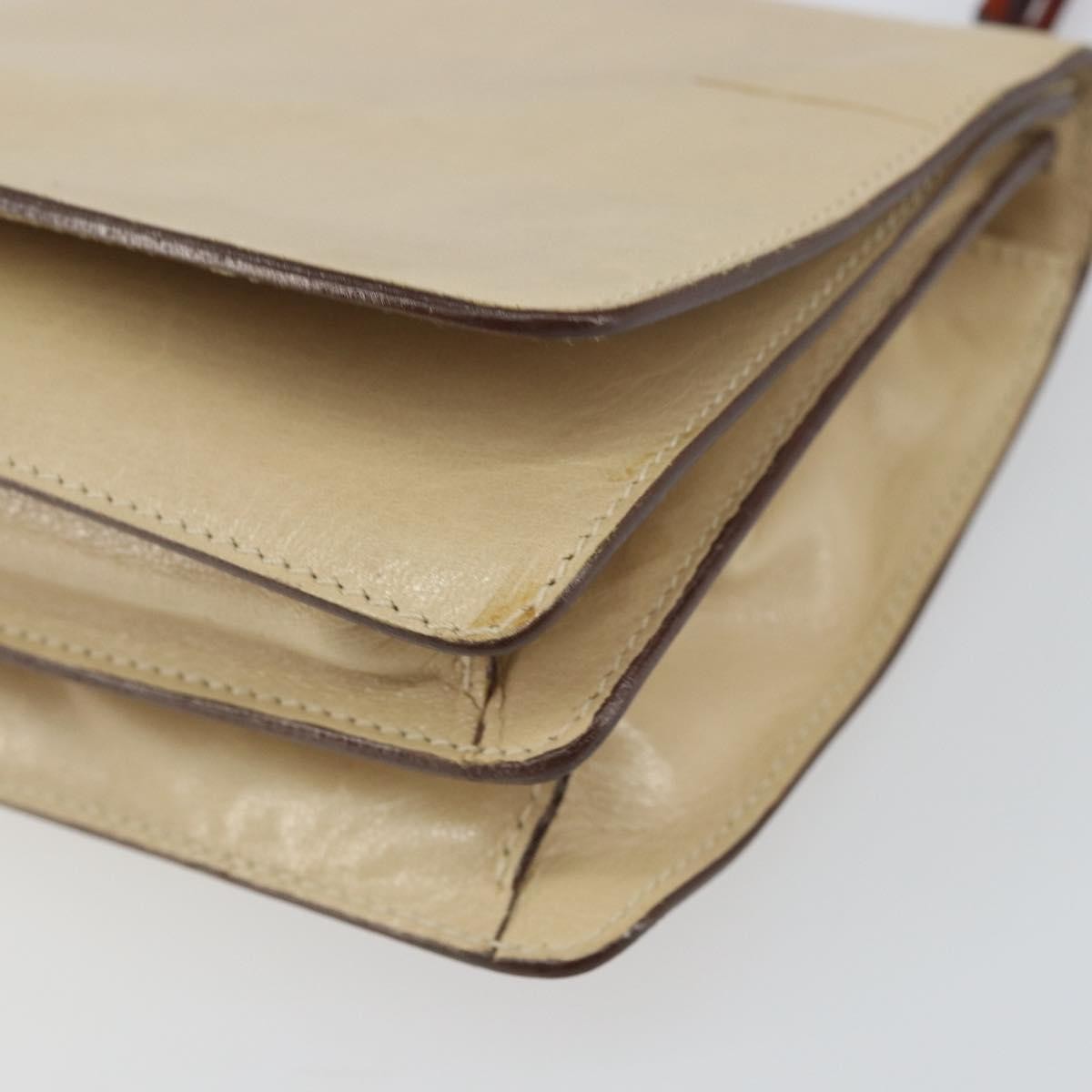 Prada Flap Shoulder Bag Leather Beige Leather Shoulder Bag Bag (Pre-Owned)
