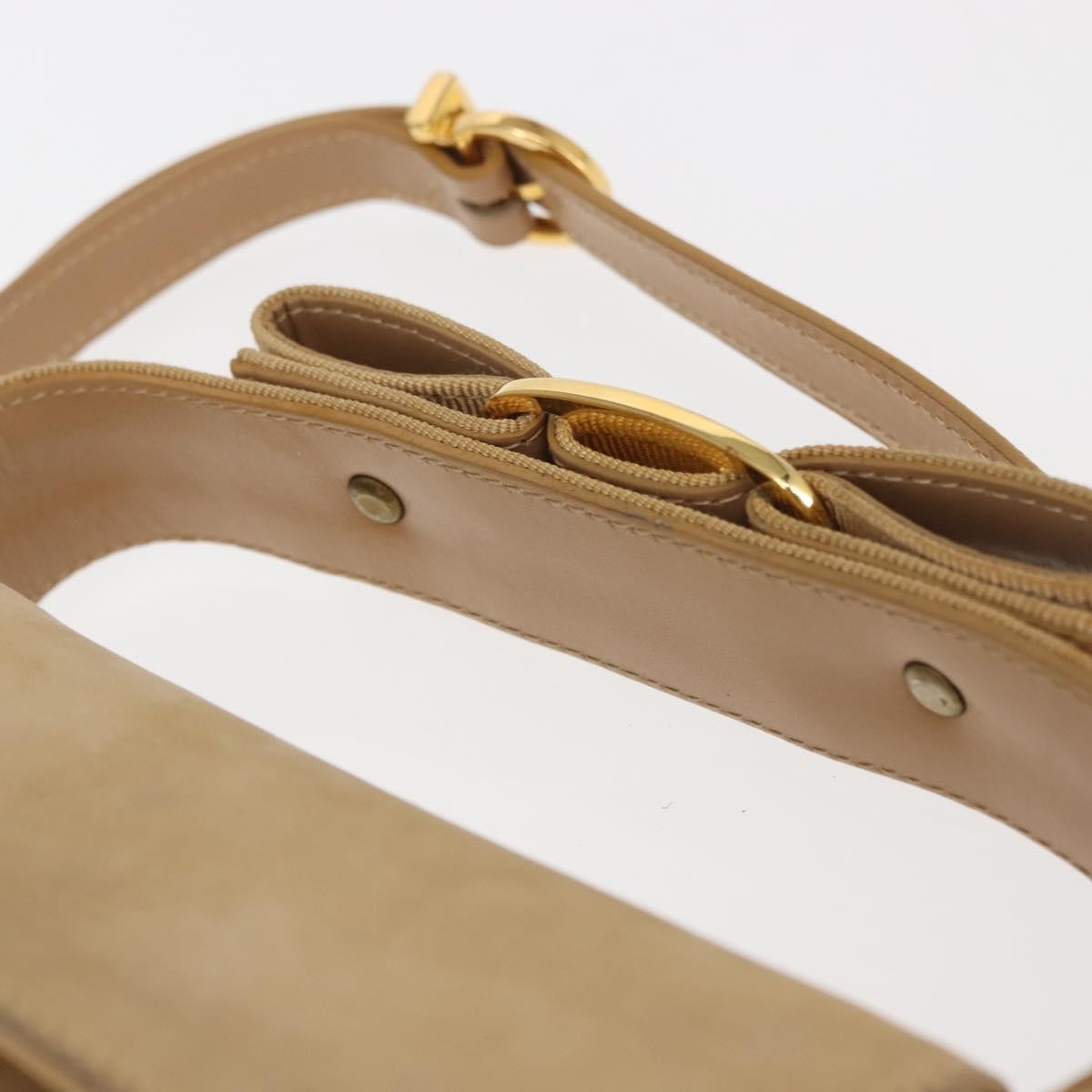 Salvatore Ferragamo Vala Handbag Suede Beige Suede Handbag (Pre-Owned)