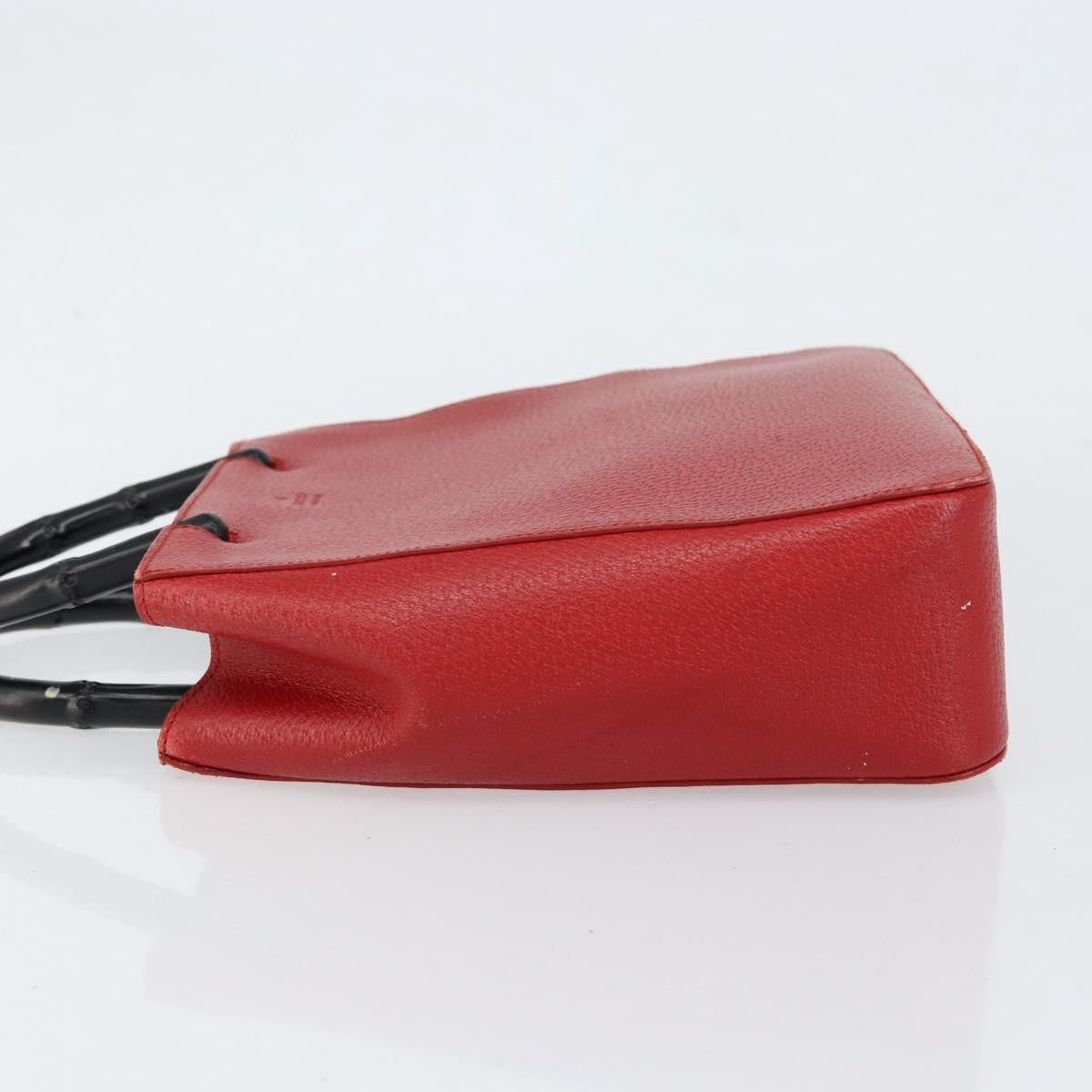Gucci Vintage Bamboo Handle Bag Leather Red Leather Handbag (Pre-Owned)