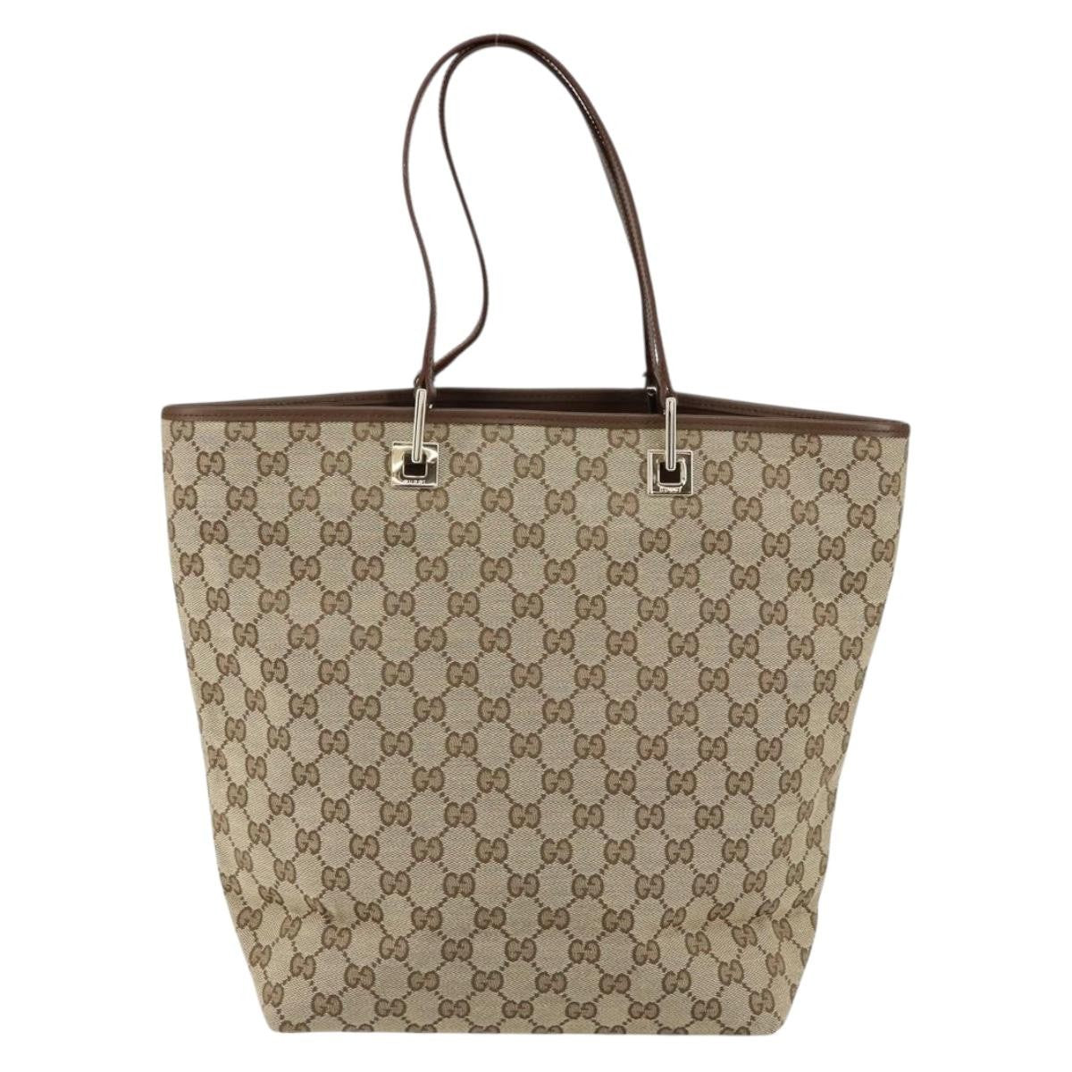 Gucci Vintage Bucket Shopping Tote Gg Canvas Beige Canvas Tote Bag Bag (Pre-Owned)