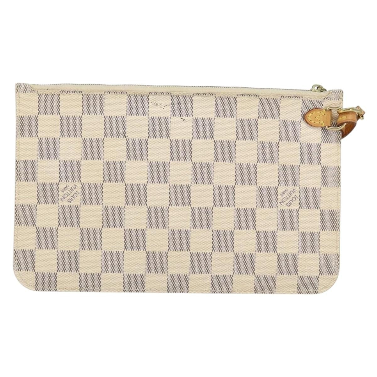 Louis Vuitton Neverfull Pochette Damier White Canvas Clutche & Pouche Bag (Pre-Owned)