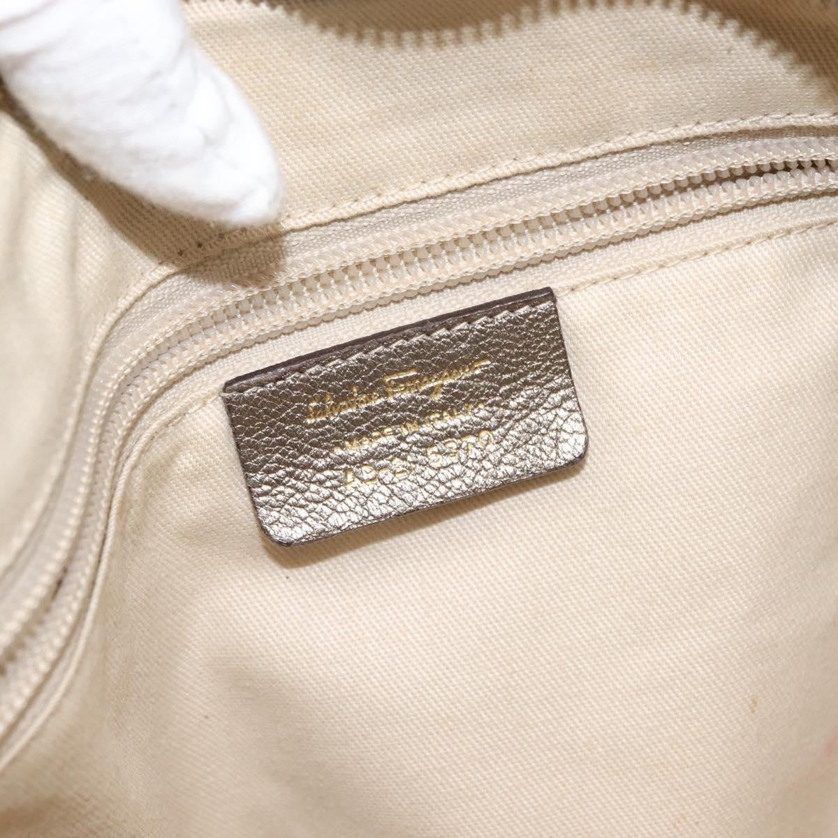 Salvatore Ferragamo Gancini Tote Leather Gold Leather Tote Bag Bag (Pre-Owned)