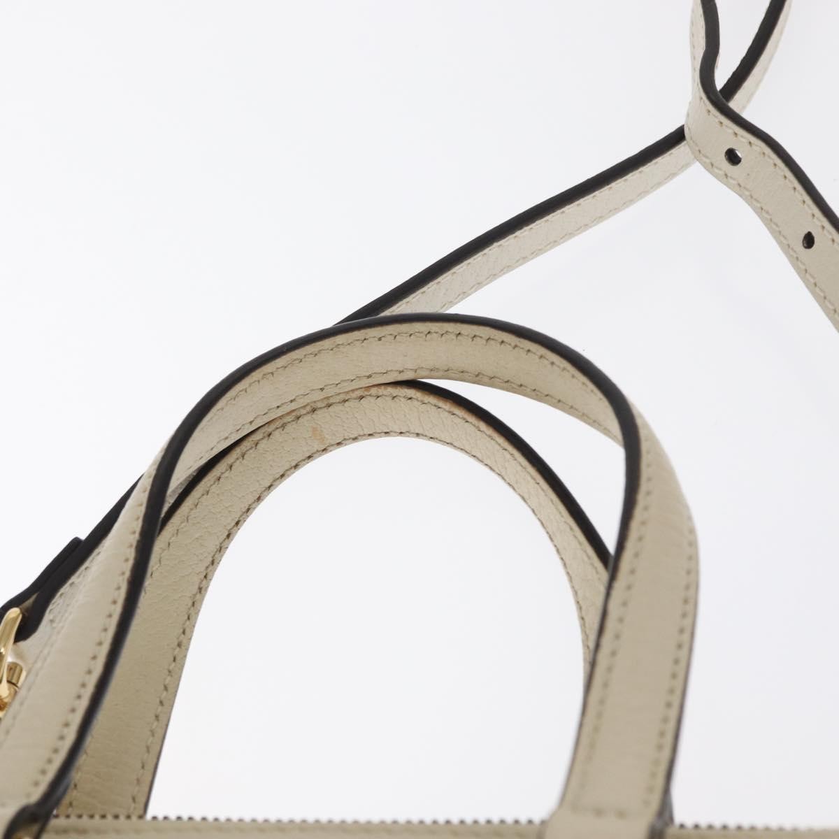 Gucci Ophidia Top Handle Tote Leather White Leather Handbag (Pre-Owned)