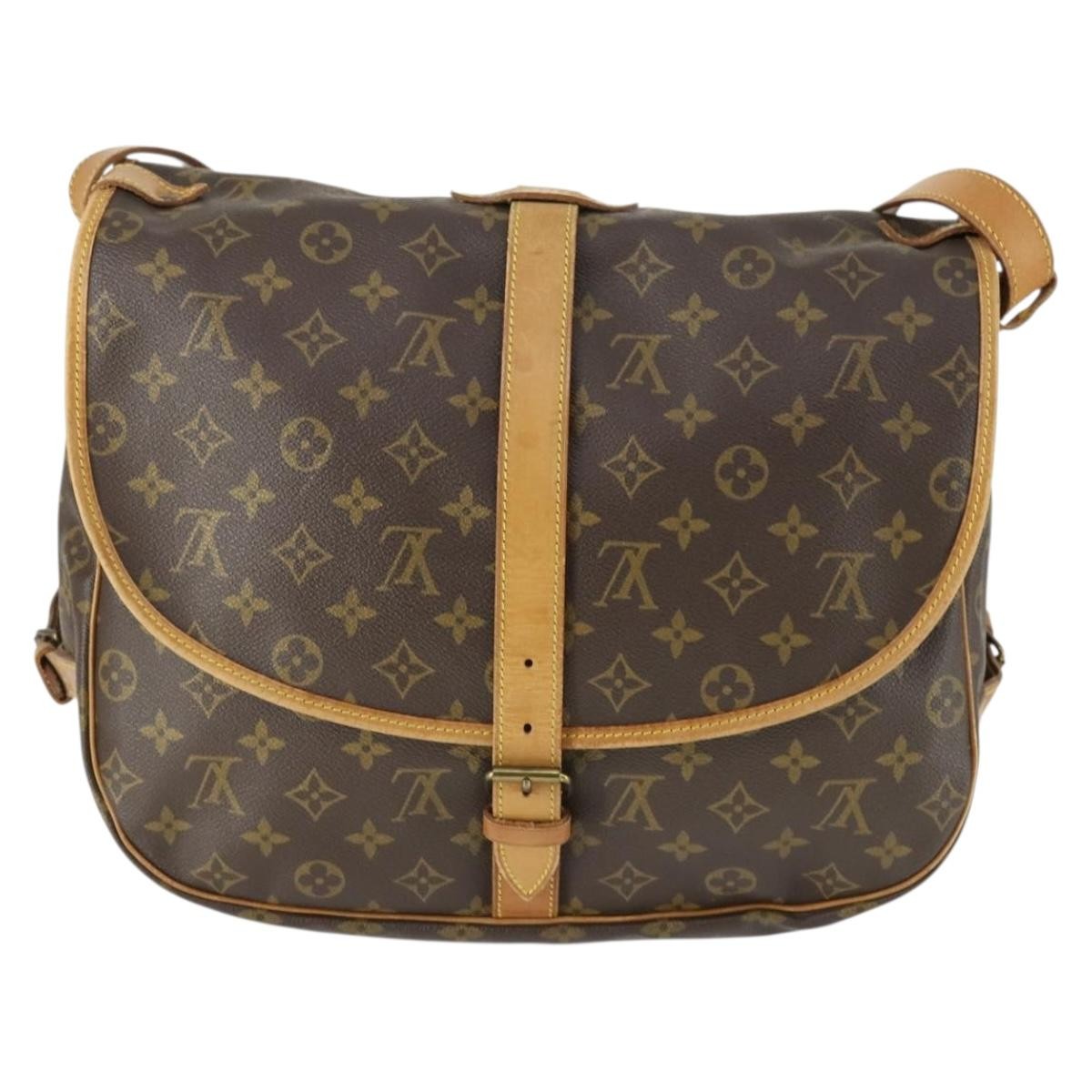Louis Vuitton Saumur Handbag Monogram Canvas Brown Canvas Shoulder Bag Bag (Pre-Owned)