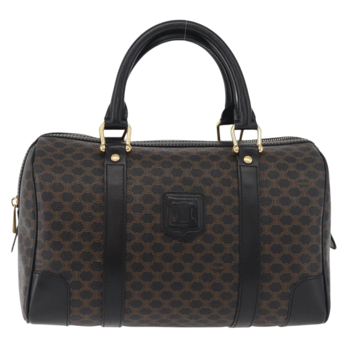 Celine Vintage Duffle Bag Macadam Coated Canvas Black Canvas Handbag (Pre-Owned)