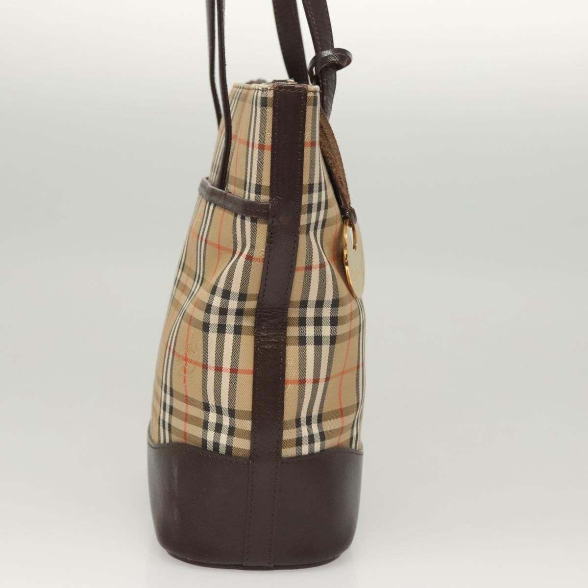Burberry Nova Check Shoulder Bag Canvas And Leather Beige Canvas Shoulder Bag Bag (Pre-Owned)
