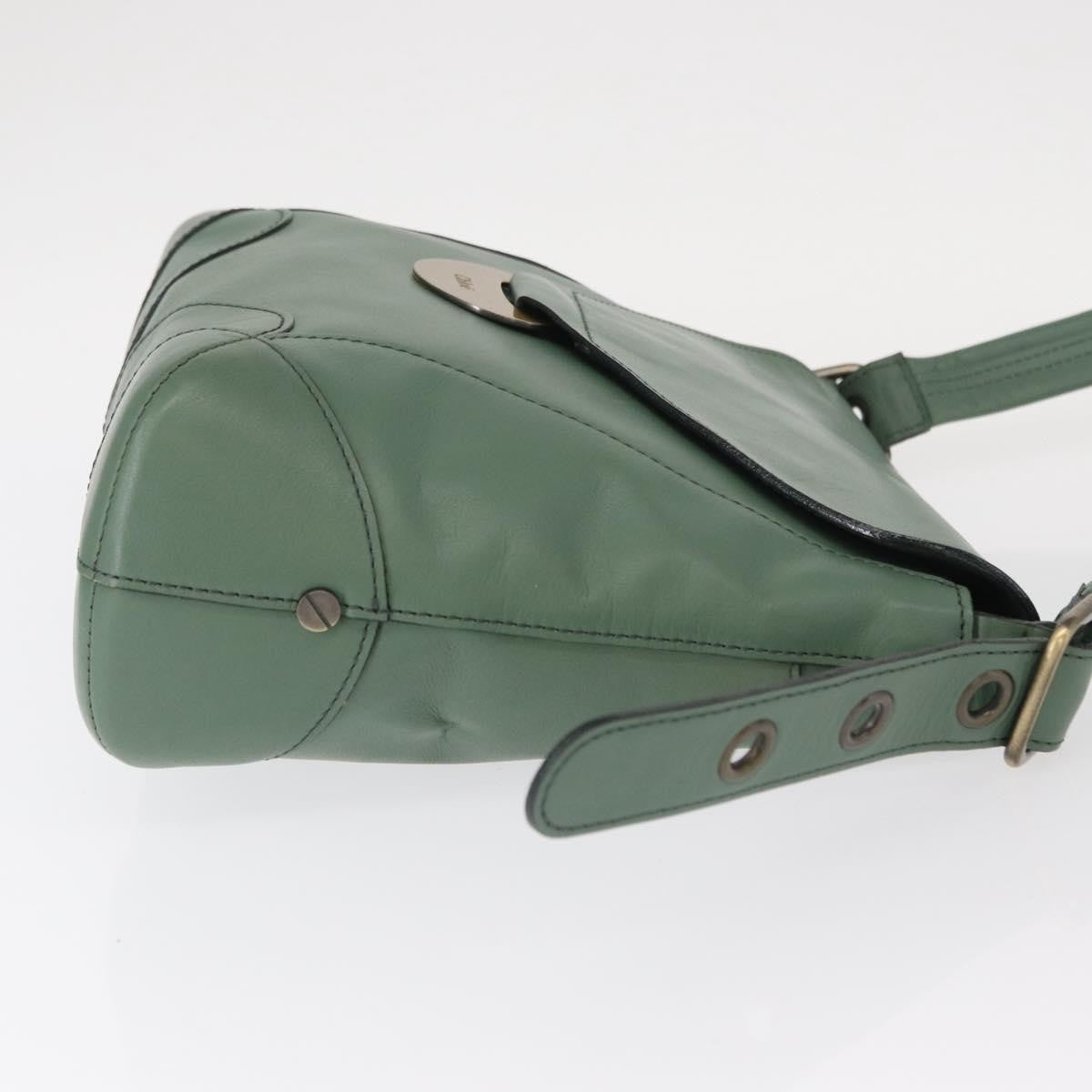 Chloe Vintage Flap Shoulder Bag Leather Green Leather Shoulder Bag Bag (Pre-Owned)