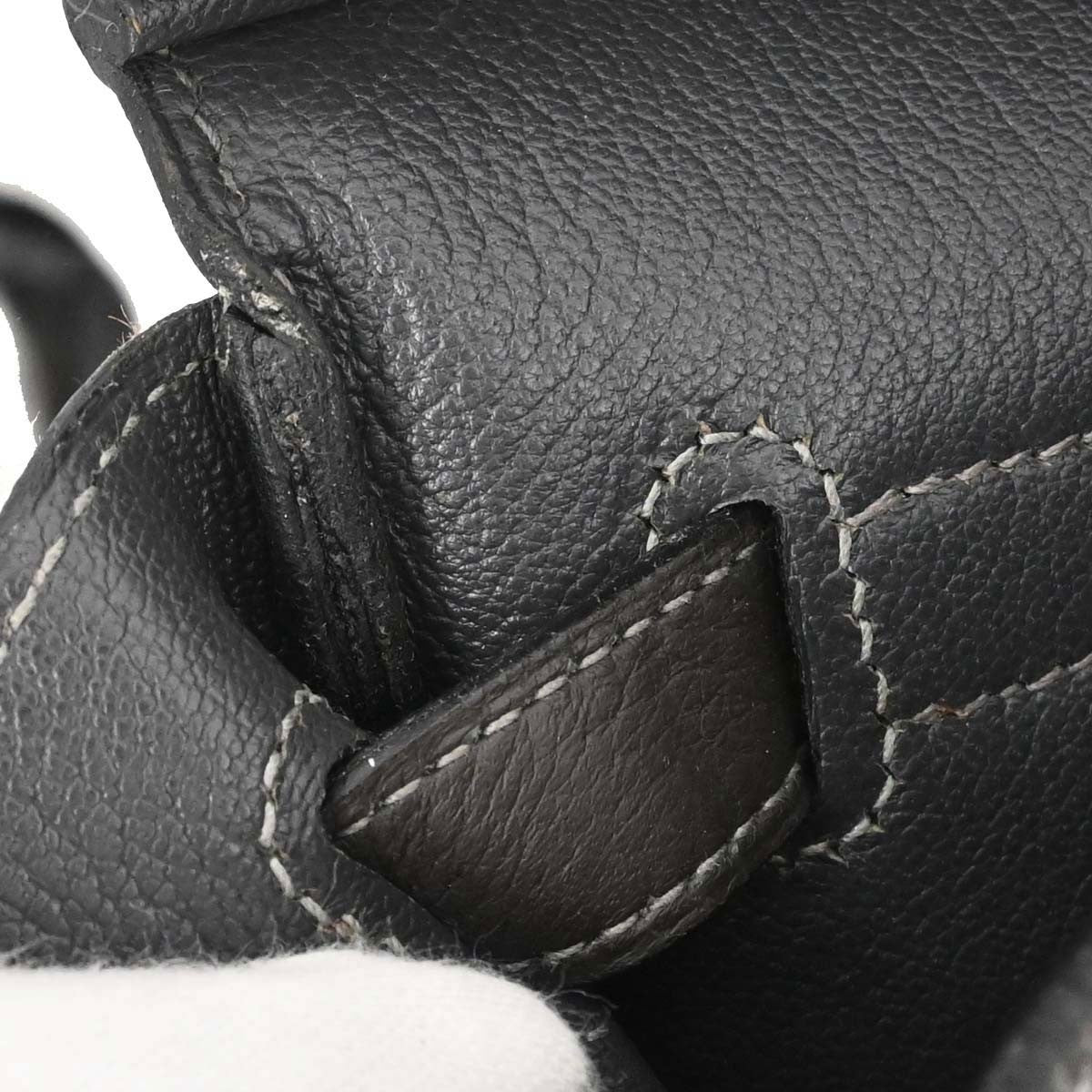 Hermes Birkin Handbag Grey Clemence With Palladium Hardware Gray Leather Handbag (Pre-Owned)