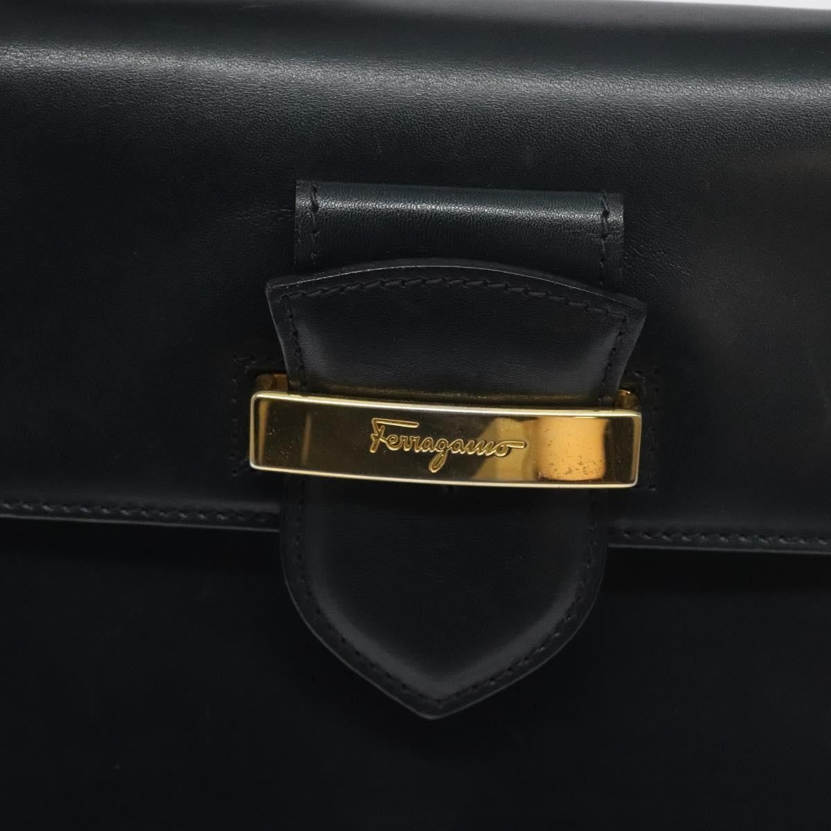 Salvatore Ferragamo Vintage Handbag Leather Black Leather Handbag (Pre-Owned)