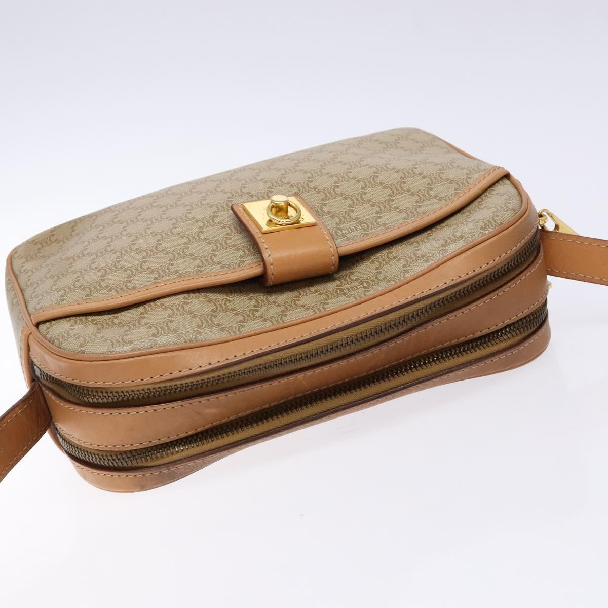 Celine Vintage Macadam Shoulder Bag Canvas And Leather Beige Canvas Bag (Pre-Owned)