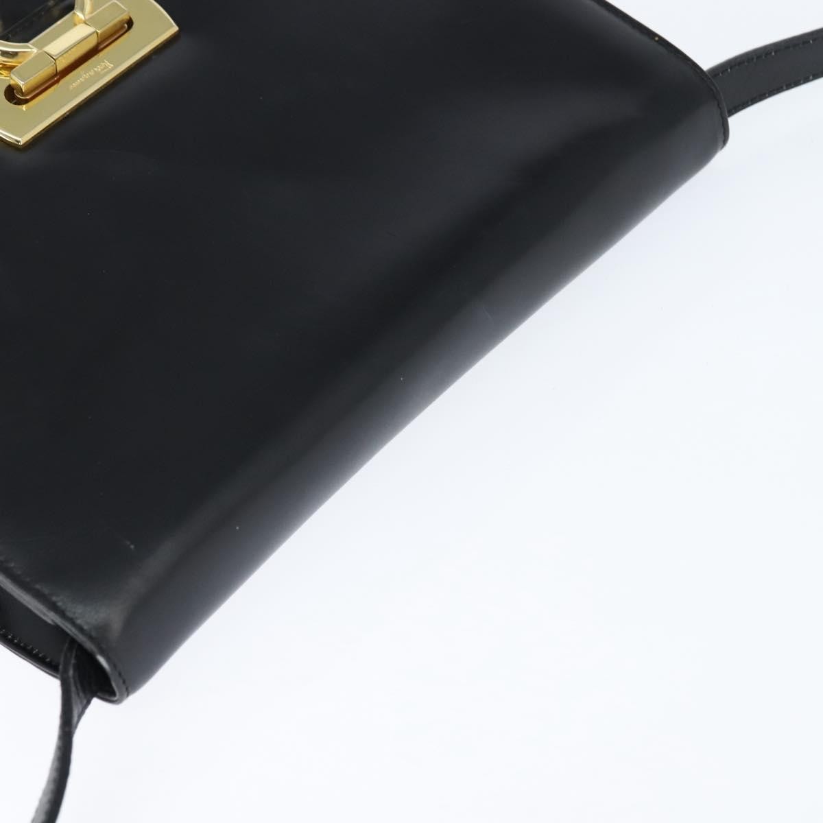 Salvatore Ferragamo Gancini Flap Shoulder Bag Leather Black Leather Shoulder Bag Bag (Pre-Owned)