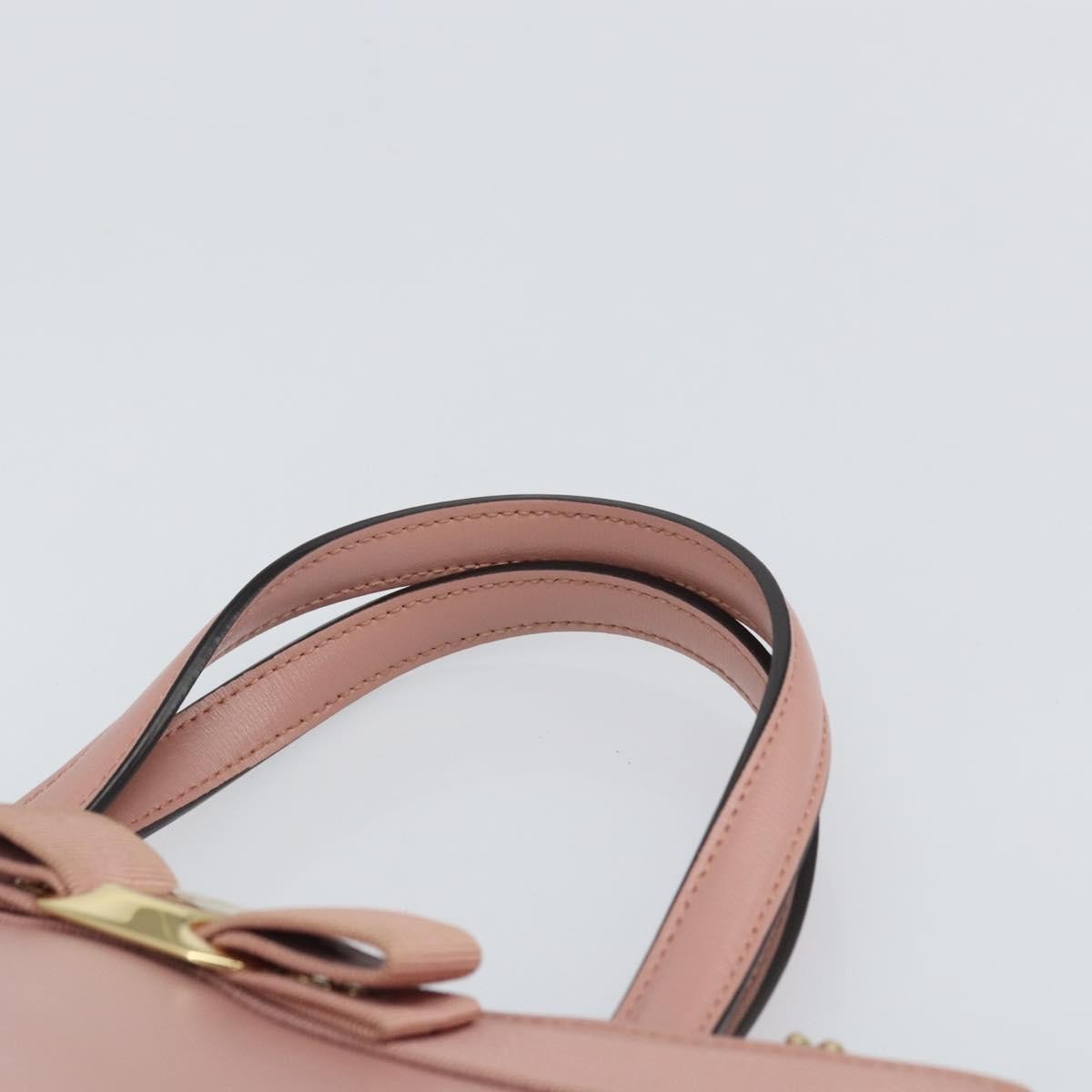 Salvatore Ferragamo Vara Bow Top Handle Convertible Tote Leather Pink Leather Tote Bag Bag (Pre-Owned)