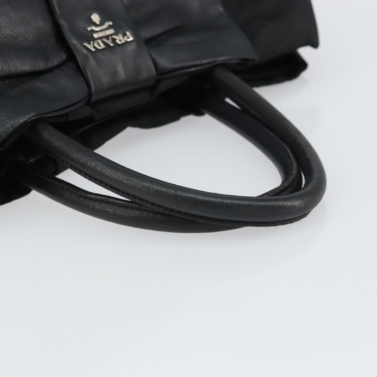 Prada Bow Tote Tessuto With Leather Black Nylon Tote Bag Bag (Pre-Owned)