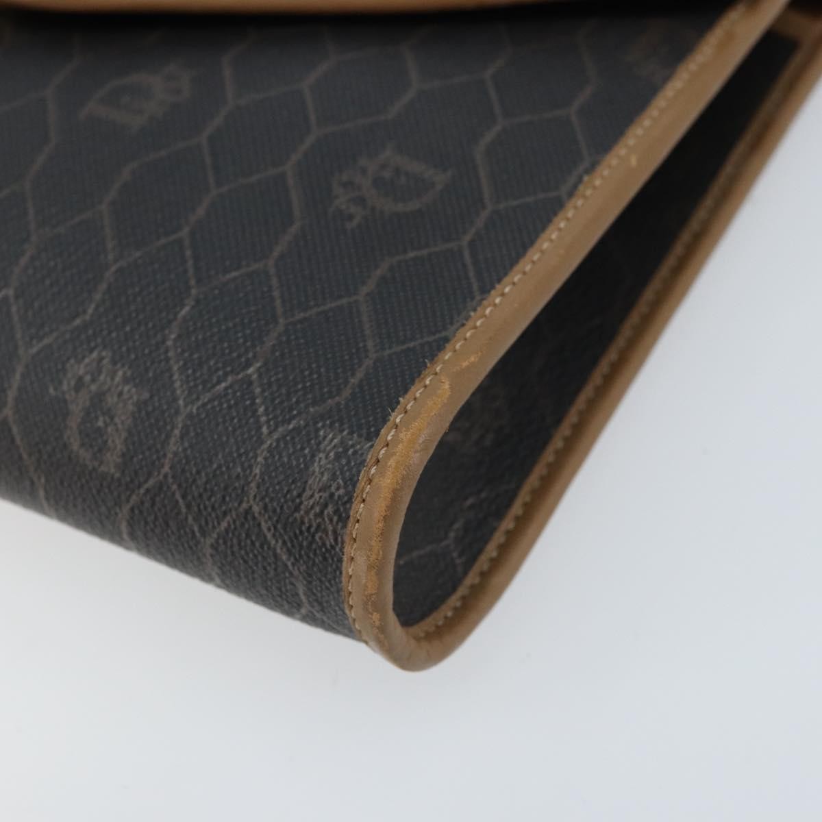 Christian Dior Vintage Honeycomb Chain Canvas Black Canvas Shoulder Bag Bag (Pre-Owned)