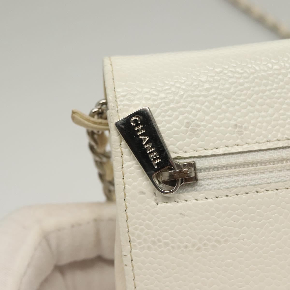 Chanel Vintage Timeless Wallet On Chain Caviar White Leather Shoulder Bag Bag (Pre-Owned)