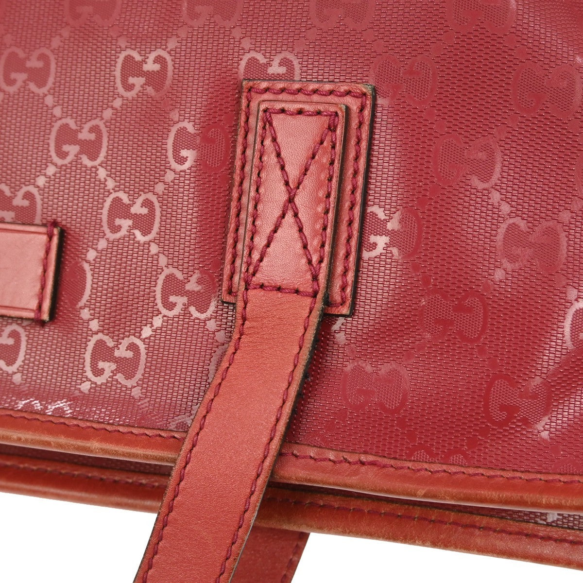 Gucci Plus Tote Gg Imprime Red Leather Tote Bag Bag (Pre-Owned)