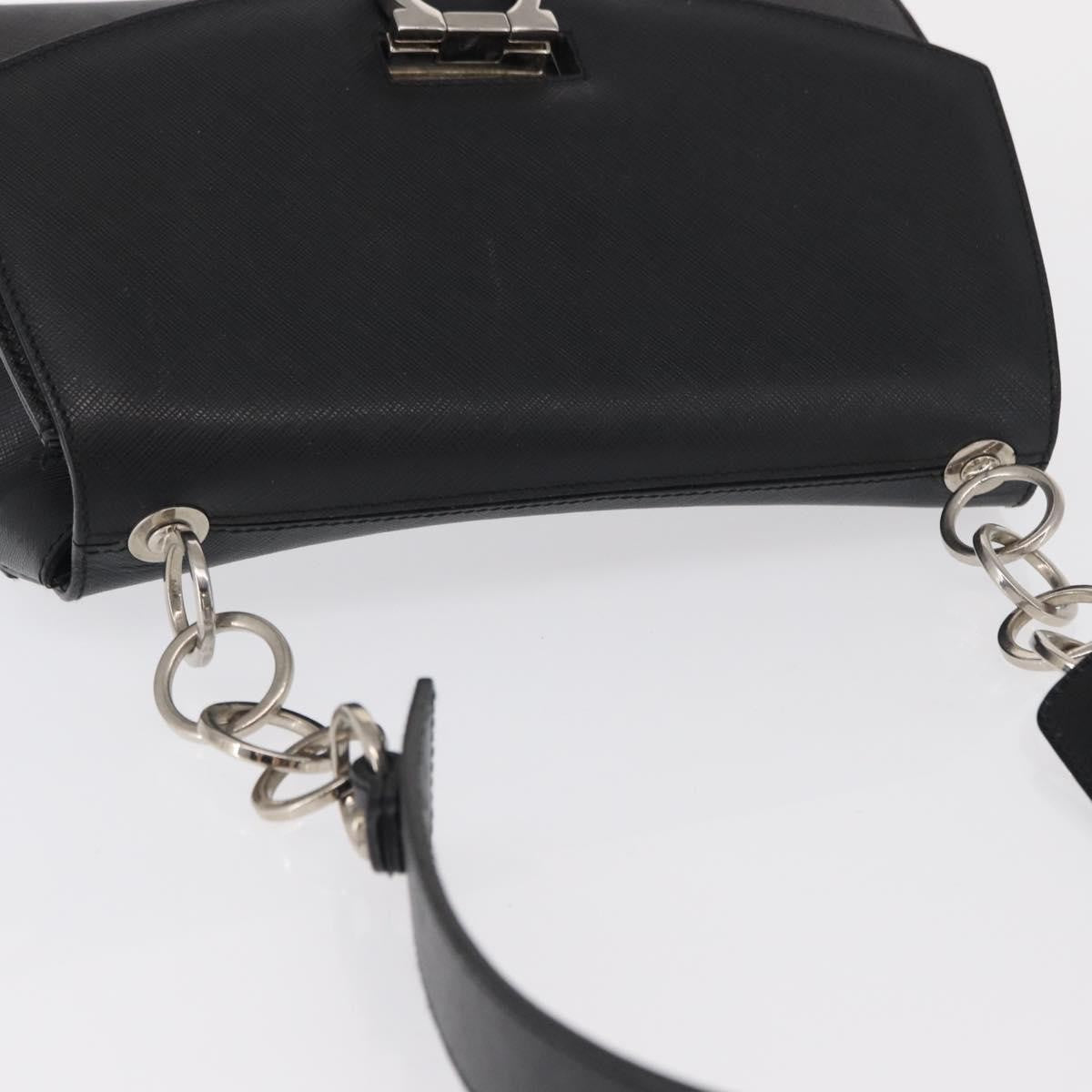 Salvatore Ferragamo Gancini Shoulder Bag Leather Black Leather Shoulder Bag Bag (Pre-Owned)