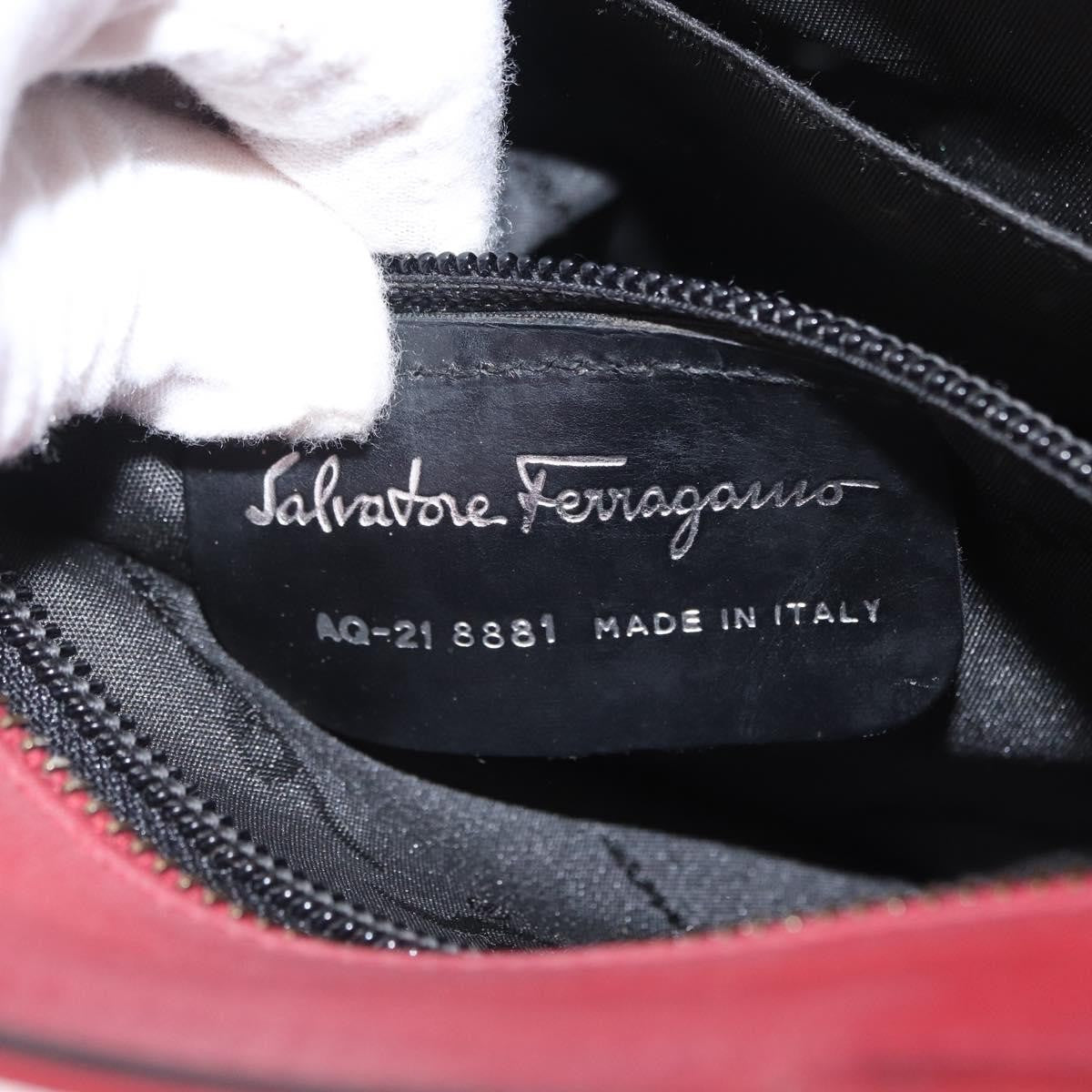 Salvatore Ferragamo Double Gancini Side Buckle Tote Leather Red Leather Handbag (Pre-Owned)