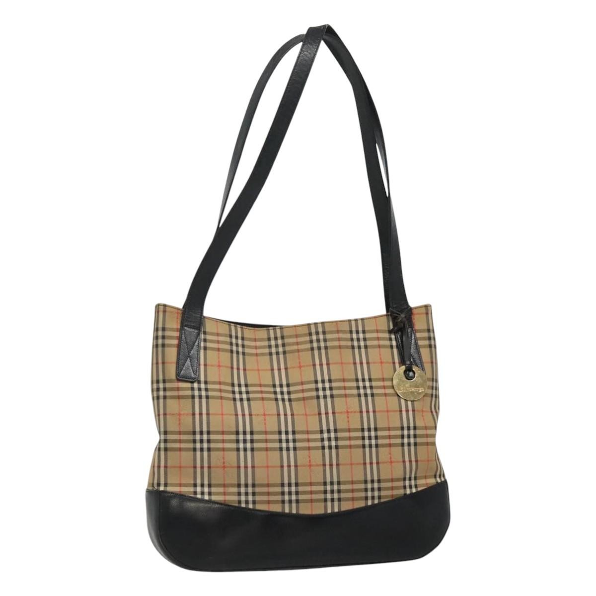 Burberry Nova Check Tote Canvas And Leather Beige Canvas Tote Bag Bag (Pre-Owned)
