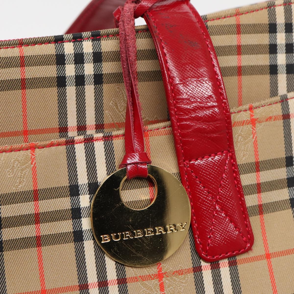 Burberry Nova Check Tote Canvas And Leather Beige Canvas Tote Bag Bag (Pre-Owned)