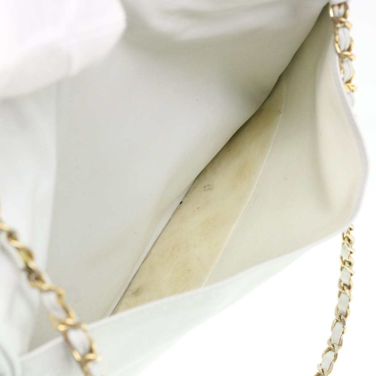 Chanel Vintage Shopping Tote Lambskin White Leather Shoulder Bag Bag (Pre-Owned)