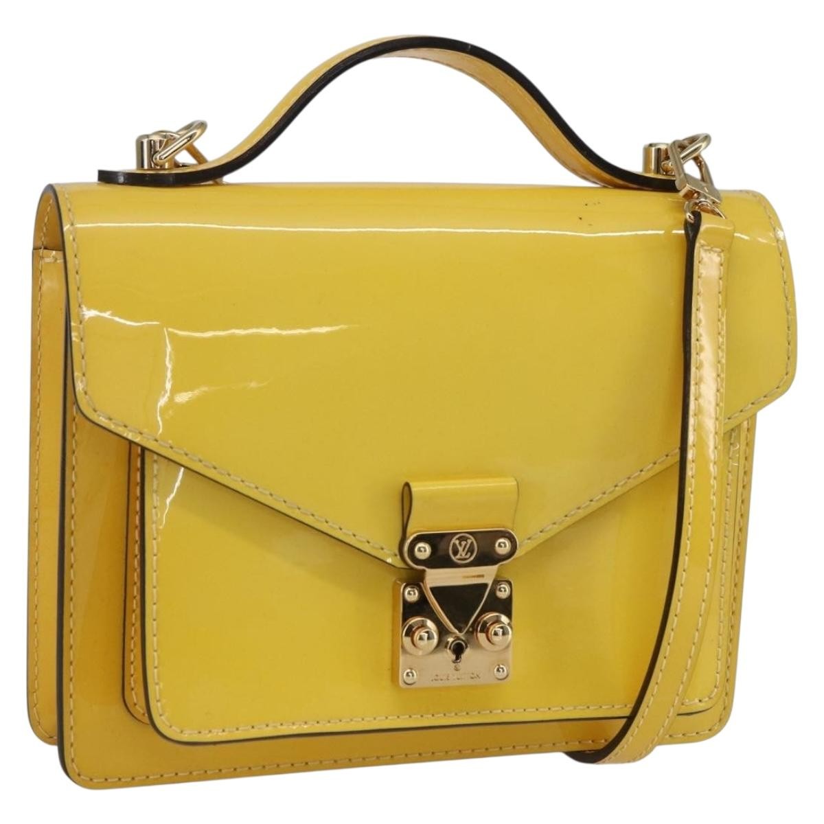 Louis Vuitton Monceau Handbag Vernis Yellow Patent_Leather Handbag (Pre-Owned)