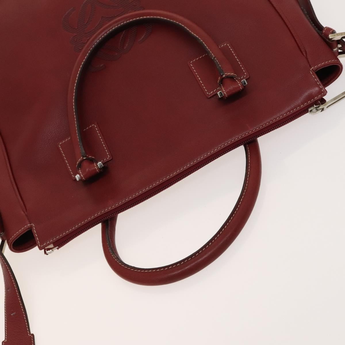 Loewe Vintage Anagram Tote Leather Burgundy Leather Tote Bag Bag (Pre-Owned)