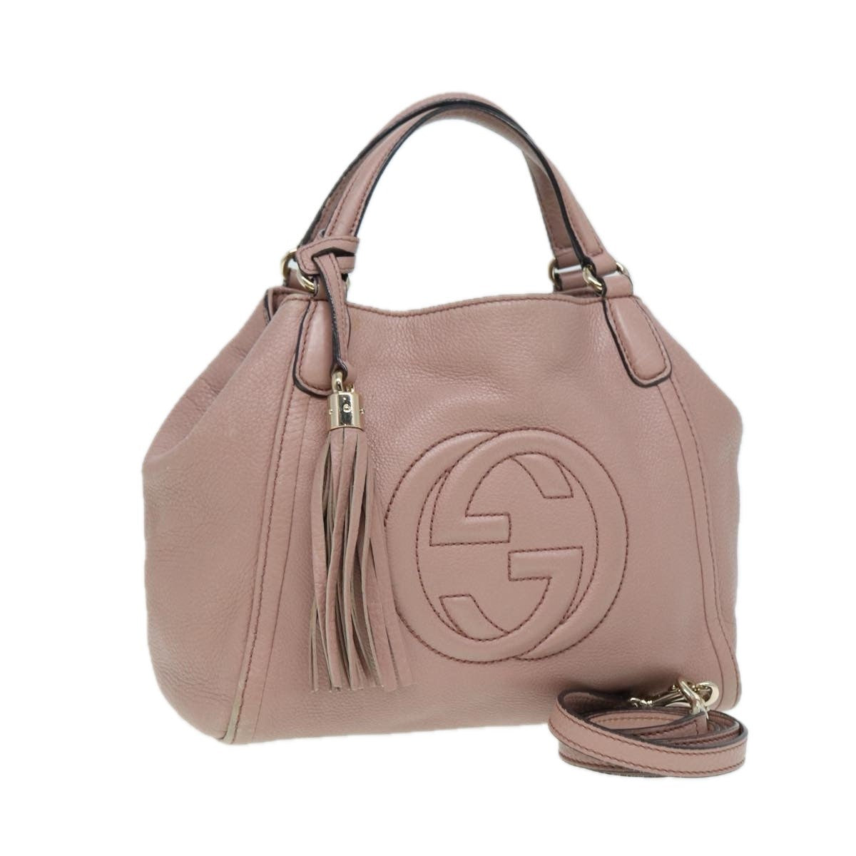 Gucci Soho Convertible Shoulder Bag Leather Pink Leather Tote Bag Bag (Pre-Owned)