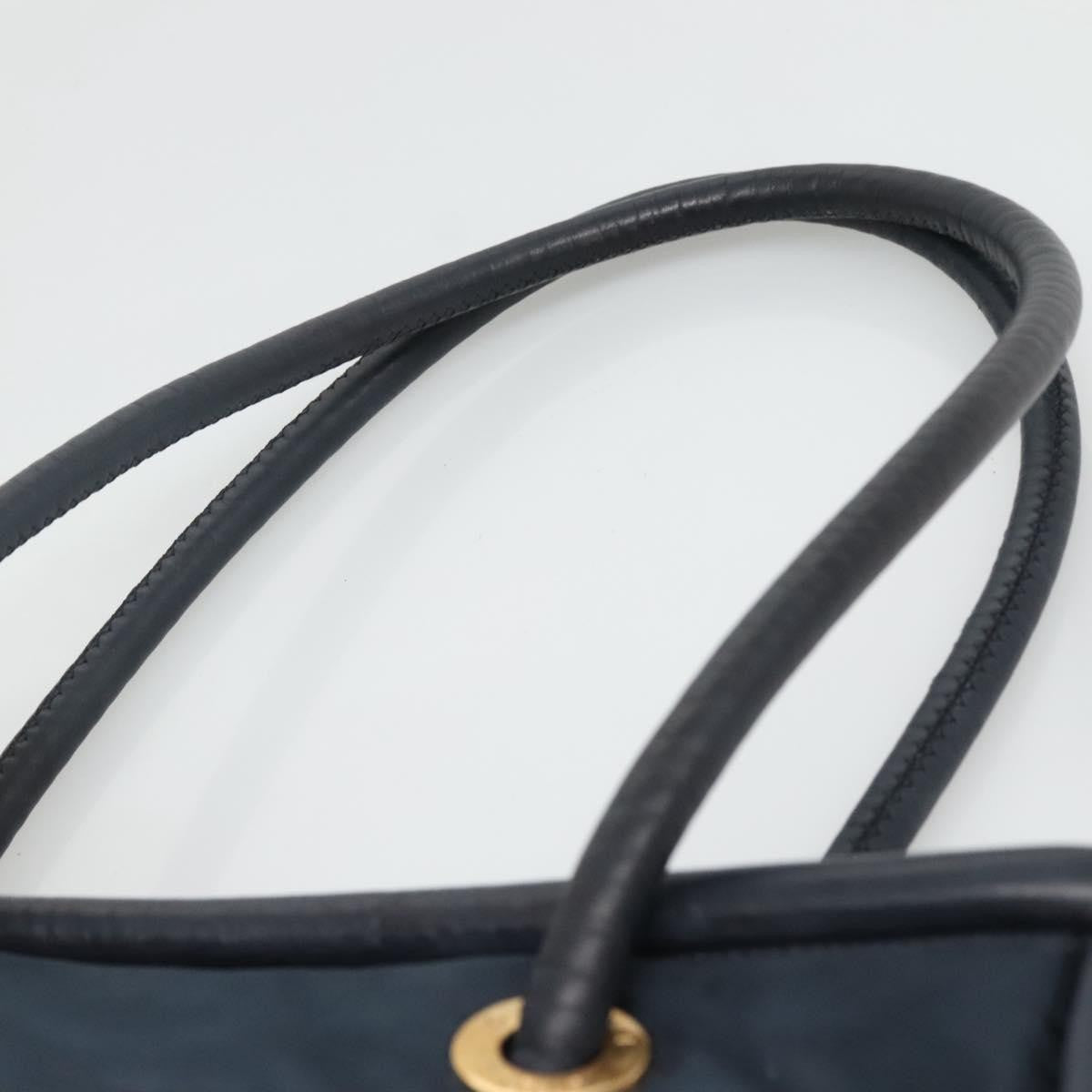 Celine Circle Logo Handbag Nylon Navy Nylon Tote Bag Bag (Pre-Owned)