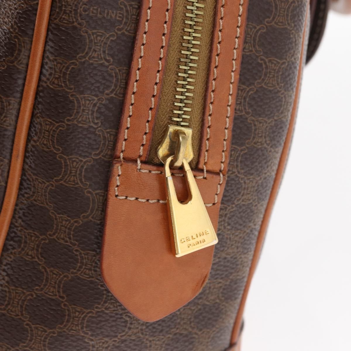 Celine Vintage Macadam Handbag Canvas And Leather Brown Canvas Handbag (Pre-Owned)