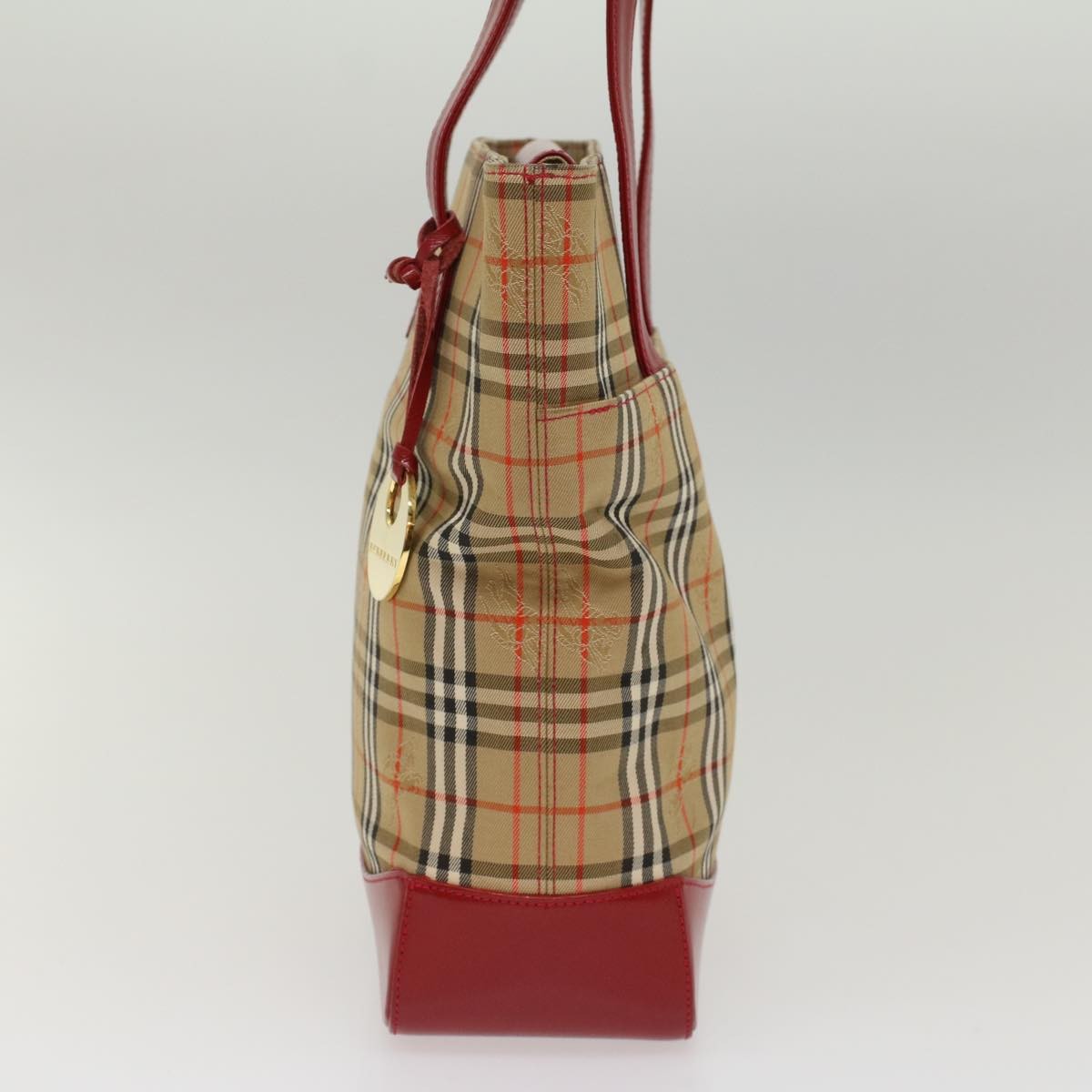 Burberry Nova Check Tote Nylon And Leather Beige Nylon Tote Bag Bag (Pre-Owned)