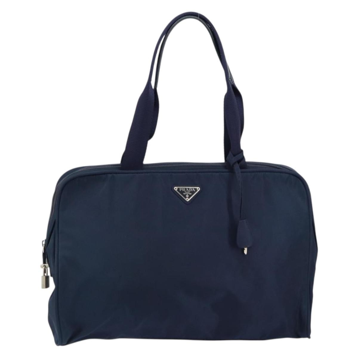 Prada Zip Around Tote Tessuto Navy Nylon Handbag (Pre-Owned)