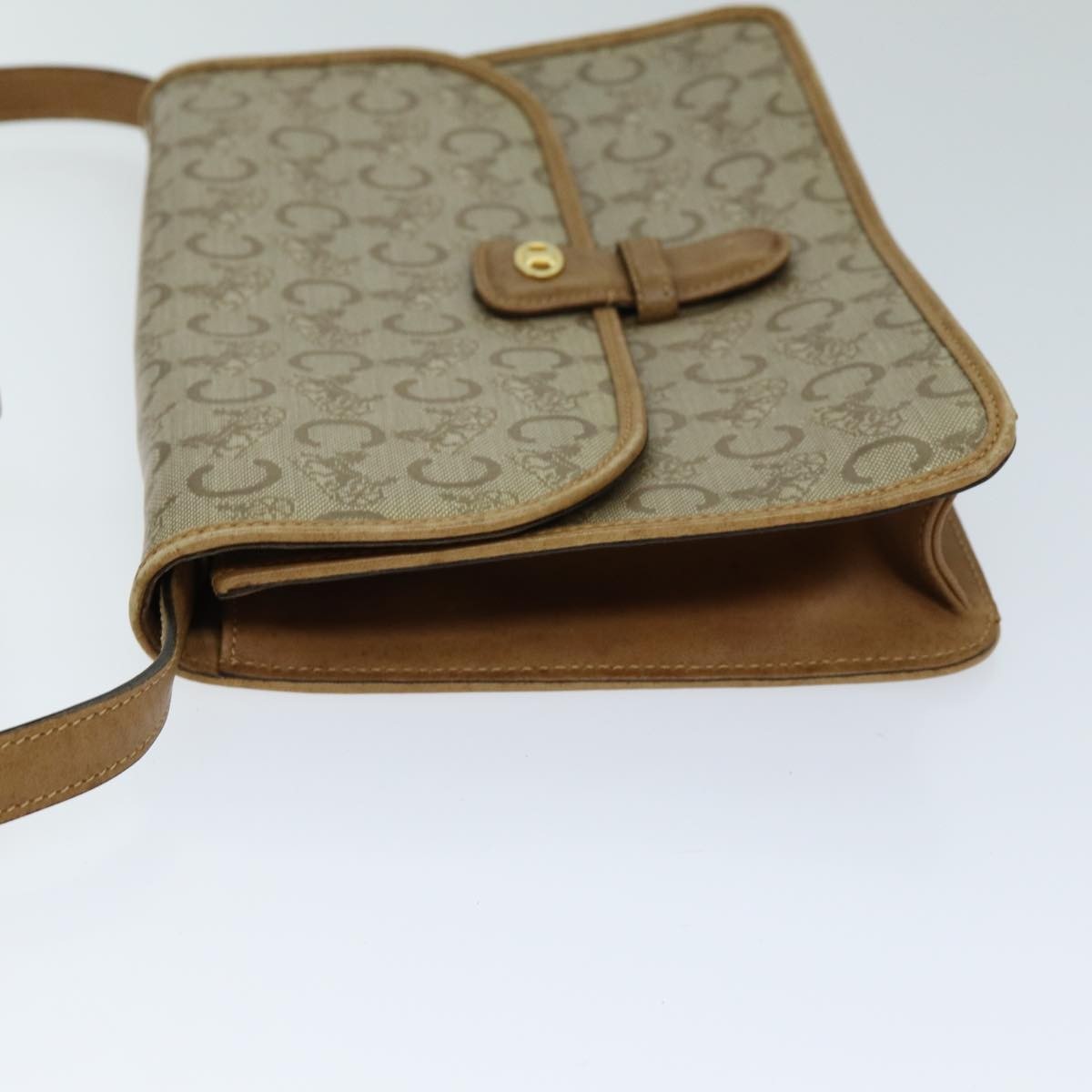 Celine C Macadam Shoulder Bag Canvas Beige Canvas Shoulder Bag Bag (Pre-Owned)