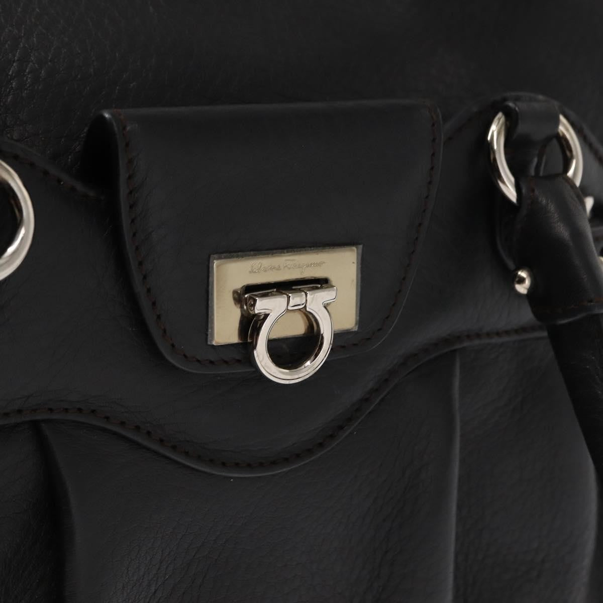 Salvatore Ferragamo Gancini Buckle Shoulder Bag Leather Black Leather Shoulder Bag Bag (Pre-Owned)