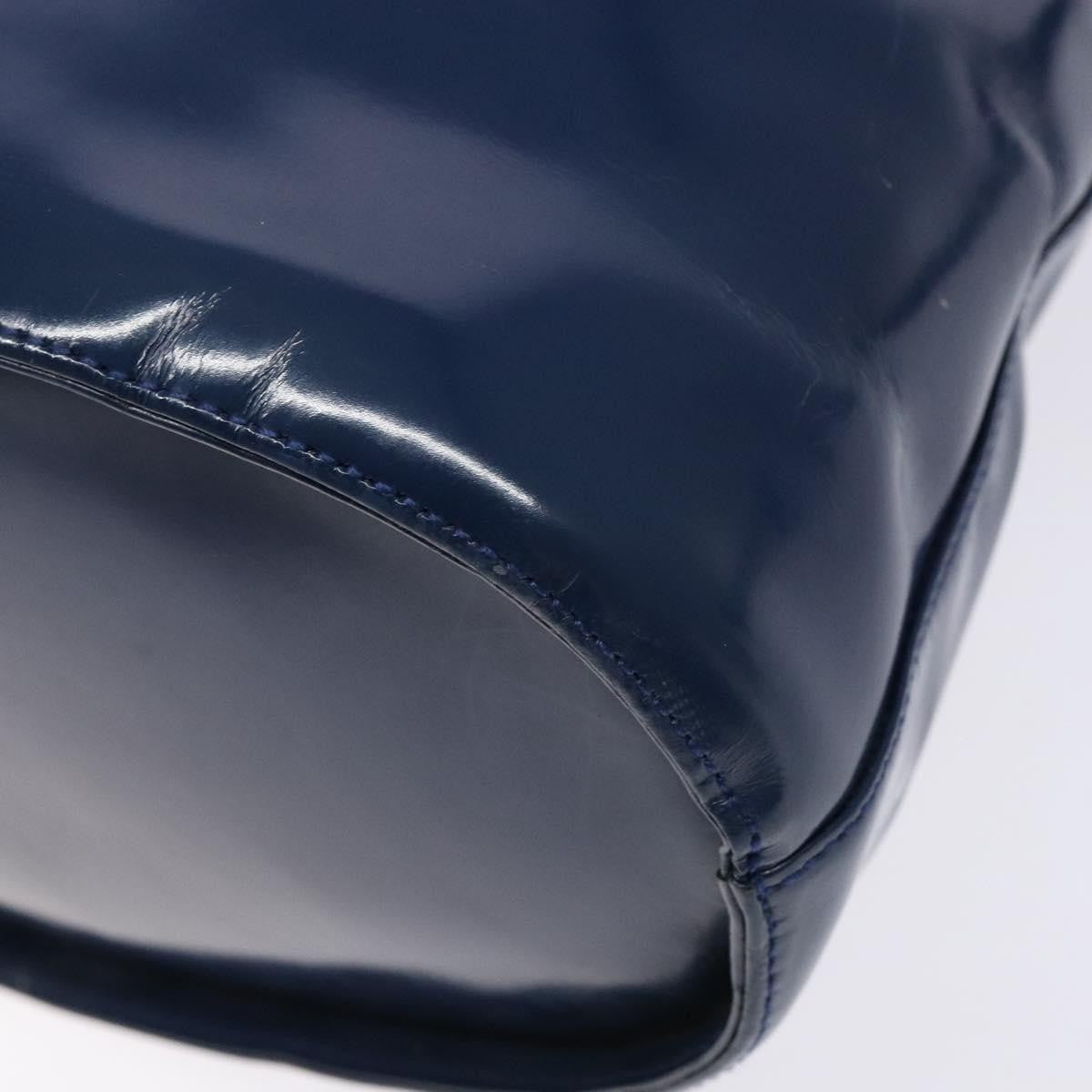 Salvatore Ferragamo Vintage Gancini Bucket Bag Patent Leather Blue Patent_Leather Shoulder Bag Bag (Pre-Owned)